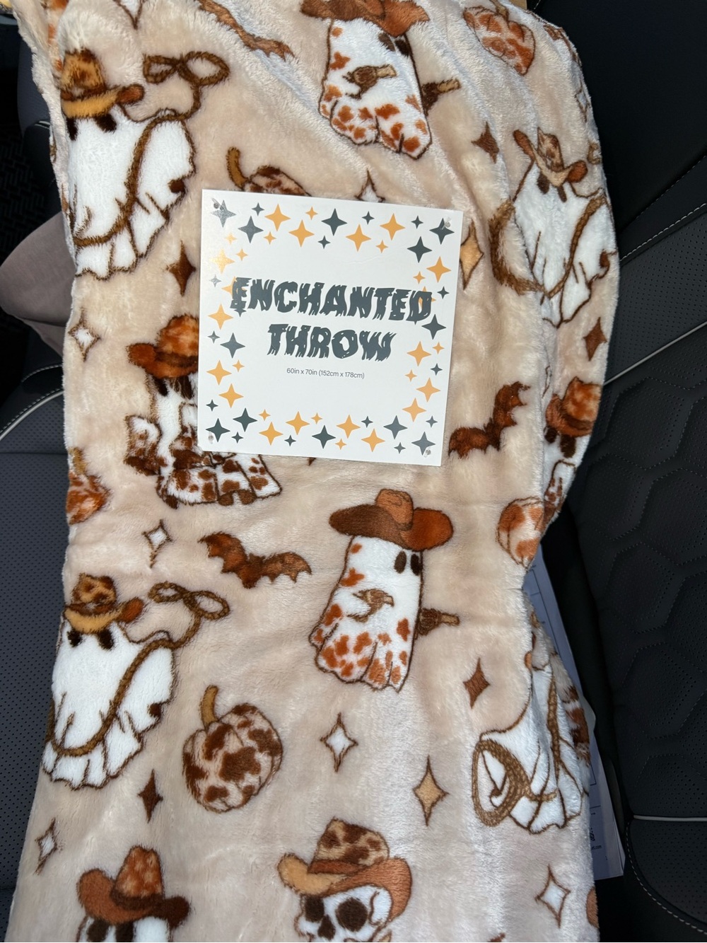 Enchanted Throw - Cream & Brown Cowboy Ghost Print